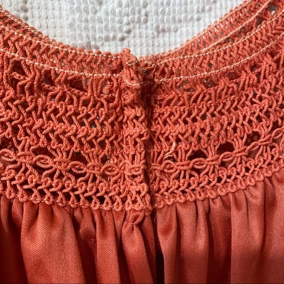 Vintage 70's Pleated Maxi Dress Off the Shoulder Sleeve Crochet Trim Satin - Picture 12 of 16